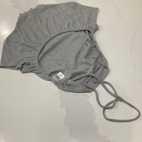 Backless Gray Ruched Top - Picture 2 of 3